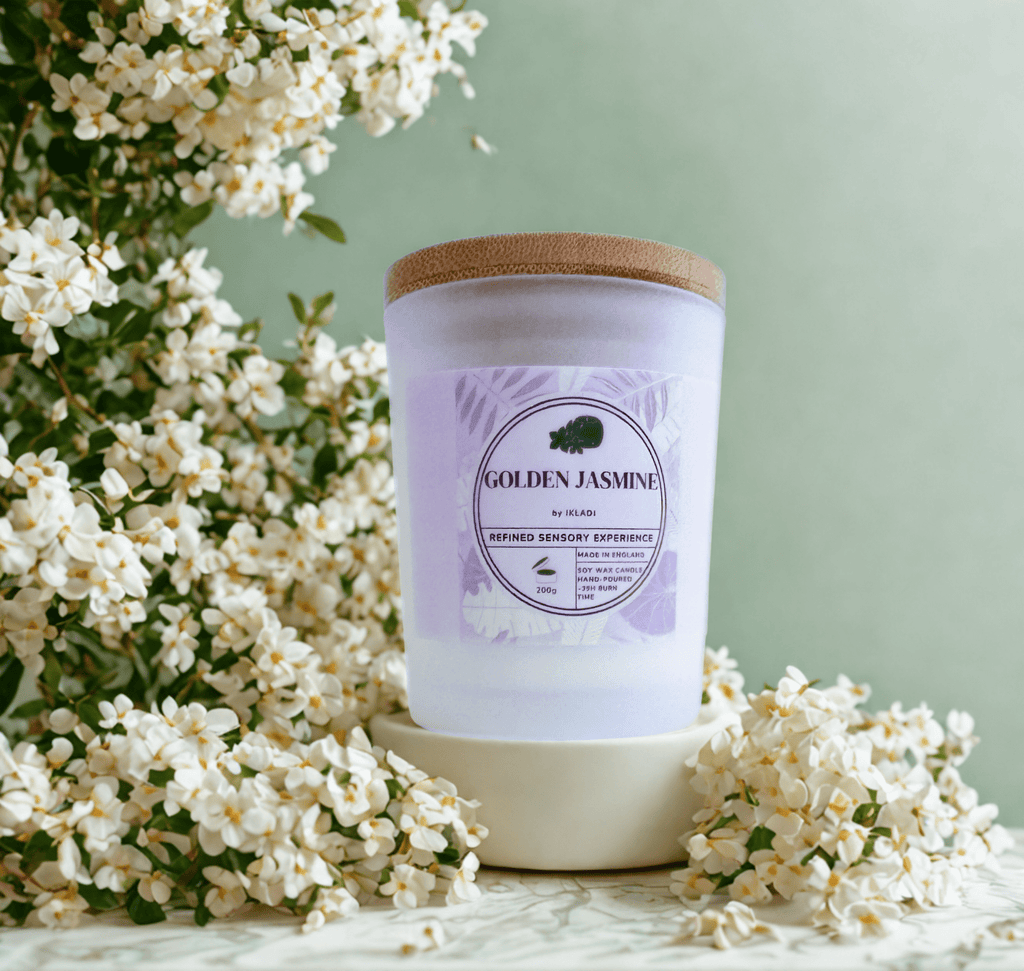 Golden Jasmine Scented Candle with Hidden 925 Silver Jewellery - IKLADI