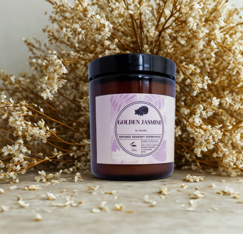 Golden Jasmine Scented Candle with Hidden 925 Silver Jewellery - IKLADI
